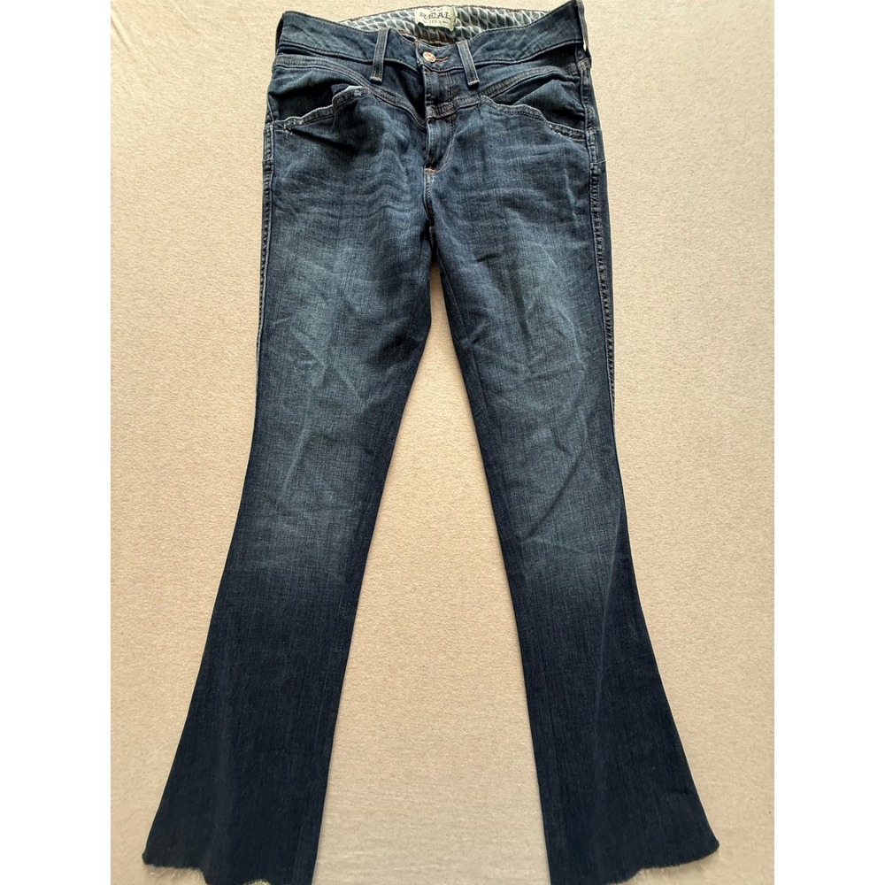 Ariat REAL Denim Mid Rise Bootcut Jeans Dark Wash Raw Hem 29R